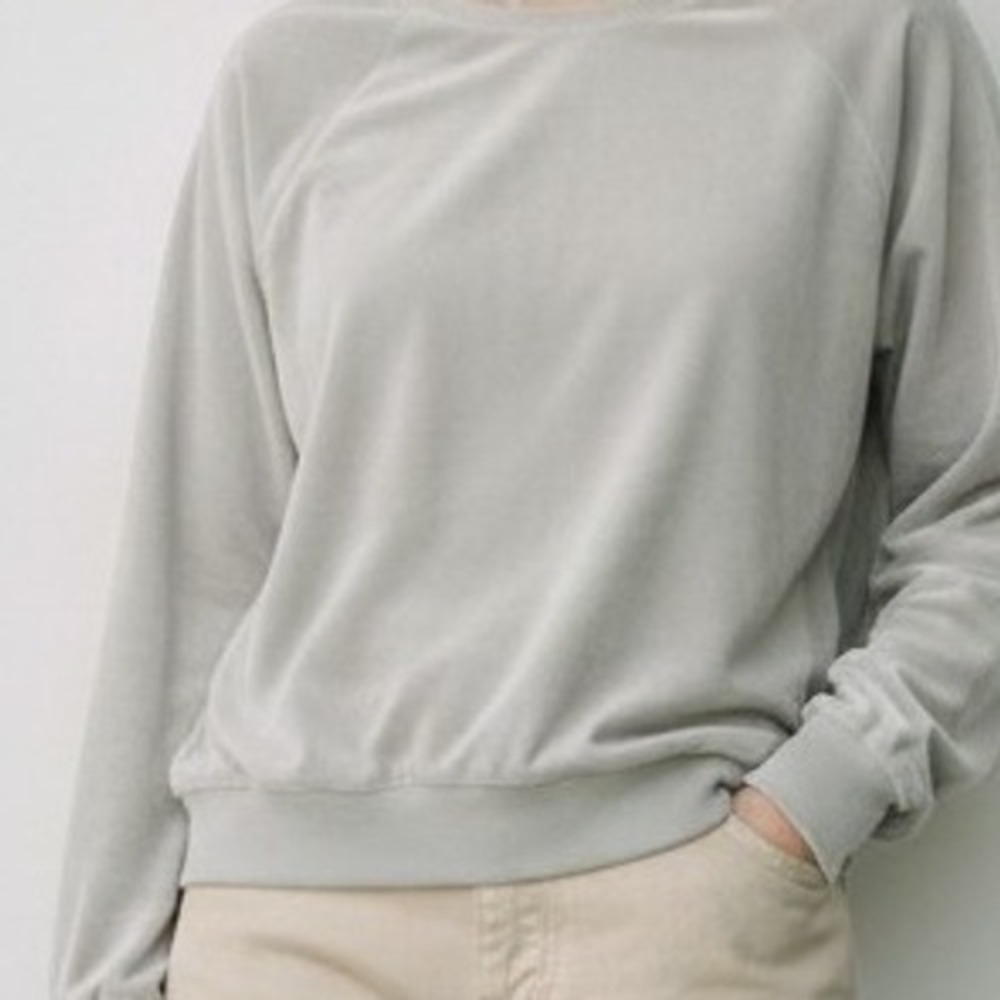 Peach Sweatshirt Velour Strappy V-Neck L Sage Green Balletcore Cozy Loungewear
